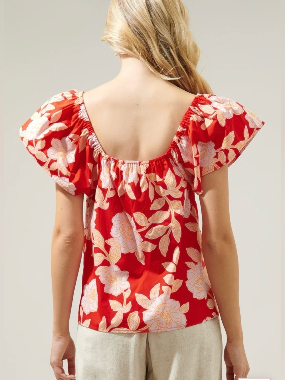 Sugar Lips Floral Puff Sleeve Top NWT Size Large 100% Cotton Cottagecore Blouse - Picture 4 of 7